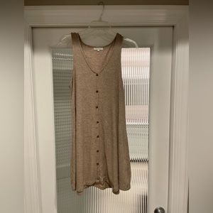 Z supply ribbed tank top dress, buttons down the front, size L